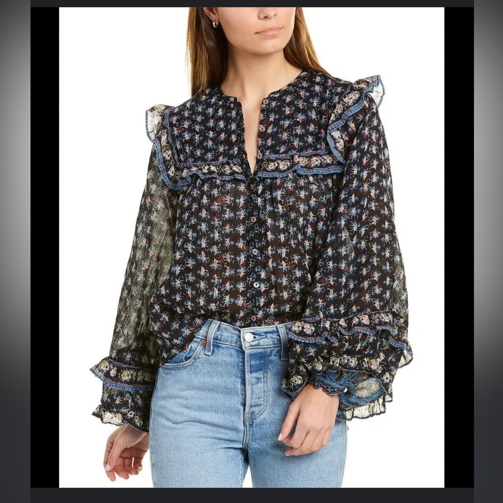 NWT Free People Jenna Print Blouse MSRP $98 P2P 23